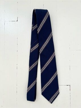 Suitsupply Navy Tie with Brown & White Stripes
